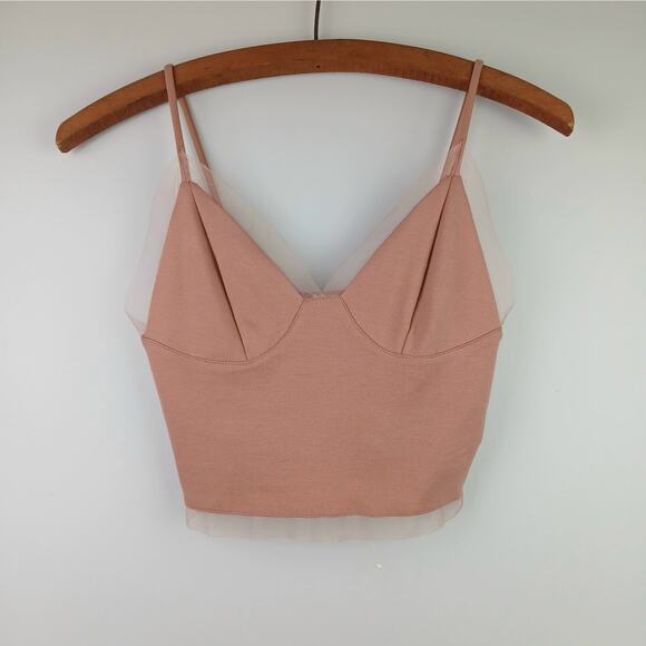 Urban Outfitters Silence + Noise SZ S V-Neck Dusty Pink Mesh Baby Doll Bralette - Picture 2 of 5